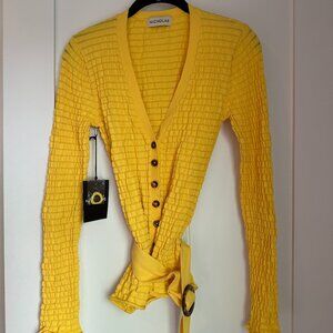 Nicholas Yellow and Tortoise Cardigan with Belt
